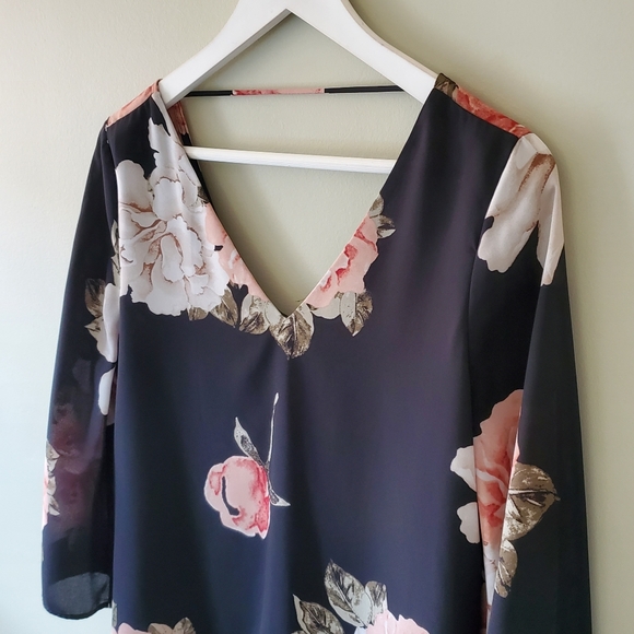 Dynamite S Soft Romantic Whimsigoth Fairy Grunge Floral Criss-Cross Back Blouse - Picture 5 of 11